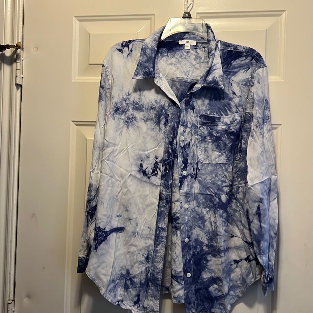 BP brand Women’s Indigo Tie Dye Blouse, size Large
